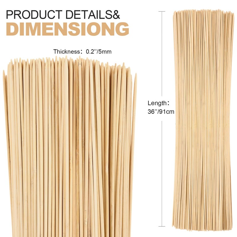 Suclain 600 Pcs 36" Long 5mm Thick Marshmallow Roasting Sticks,