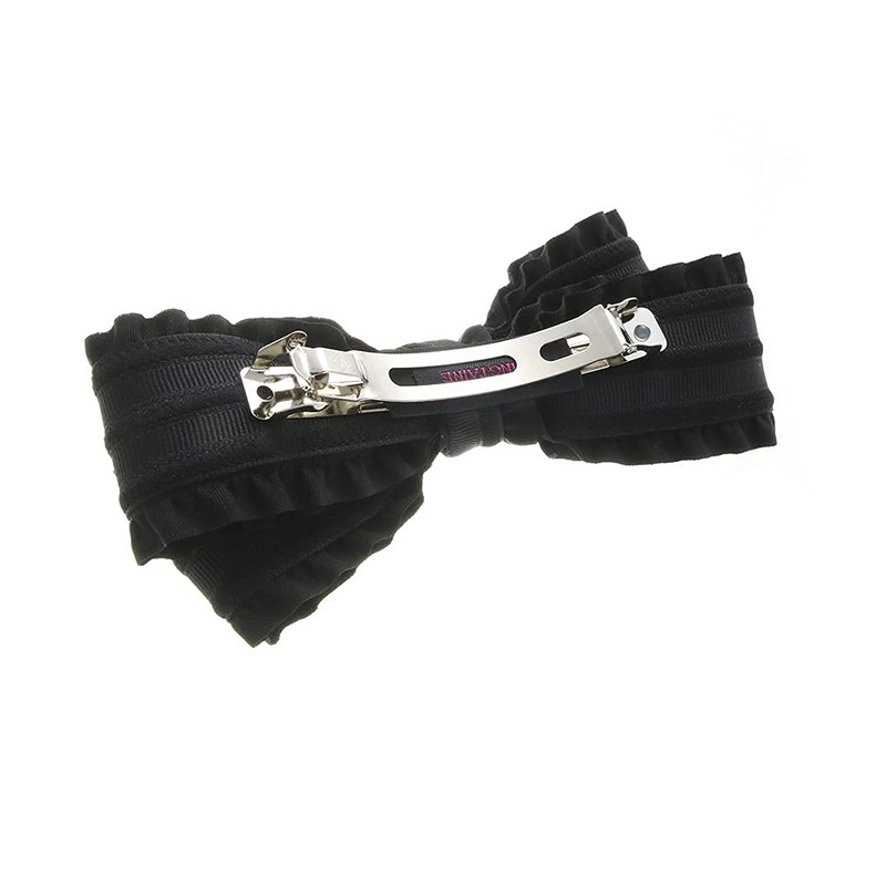 Vingtaine H7403-BK- Ruffled Ribbon Barrette, Cute, Adult, Cute, Hair Clip,