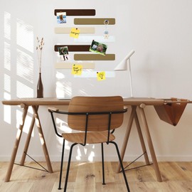 HULAVO 8Pcs Rectangle Felt Cork Board Bar Strips with 35 Pushpins, Self-Adhesive Bulletin Board Strips for Office School Home Wall Decor Stickers Memos Schedules Photos Display -Gradual Brown