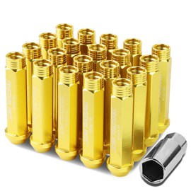 Auto Dynasty M12 x 1.5 Open End 20-Piece Aluminum Alloy Wheel Lug Nuts + Deep Drive Extension (Gold)