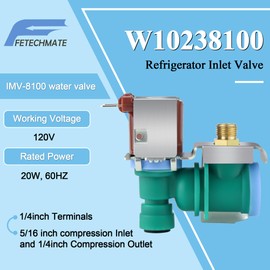 2026 Upgrade W10498992 W10238100 WPW10238100 W10498990 Refrigerator Water Inlet Valve Fit for Whirl-pool Kitchen-Aid Ken-more, Replaces for W11512399 K-77473 Water Inlet Valve By Fetechmate