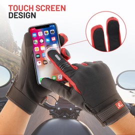 Oumurs Motorcycle Gloves for Unisex, Touchscreen Cycling Gloves for Outdoor Sports On-Road/Off-Road/Mountain Motorcycle Motorcross Motorbike Dirt Bike Bicycle Racing ATV UTV, Red, XL