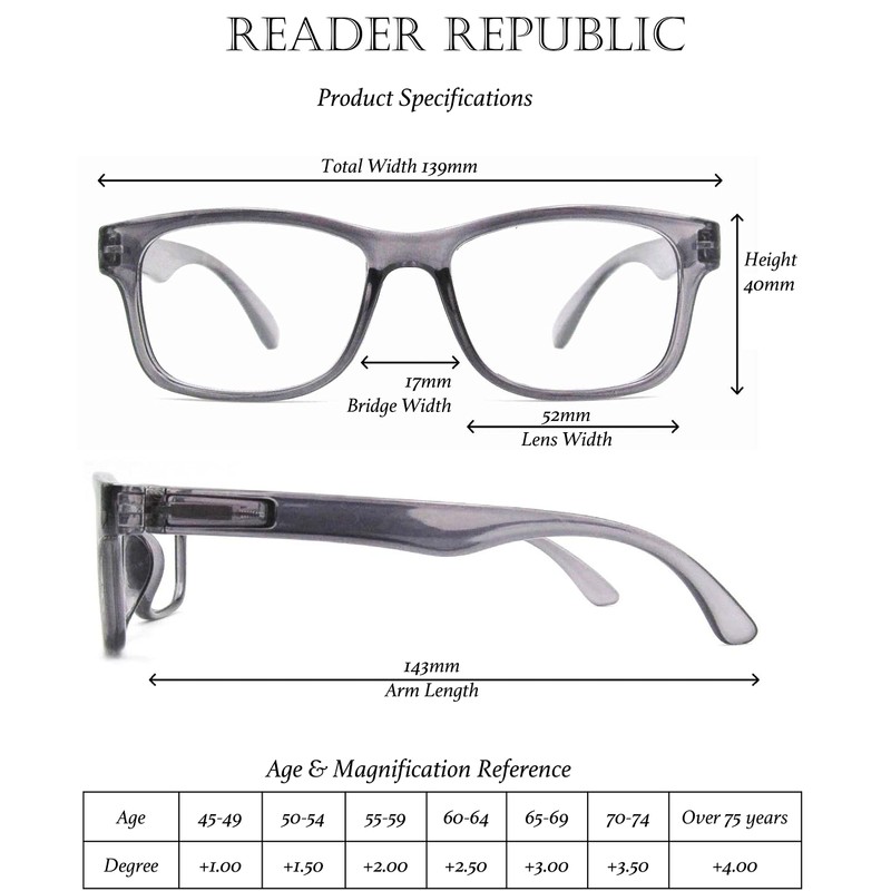 Reader Republic 4 Pack of Blue Light Reading Glasses -