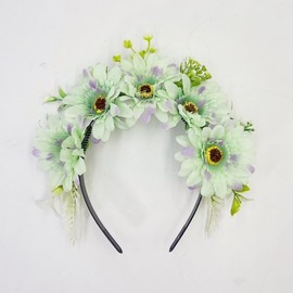 inkihuit Headband with Daisy Flowers Floral Wreath, Hair Band, Bridal Costume Hair Accessories, Hair Band Headband for Carnival Party Costume Wedding