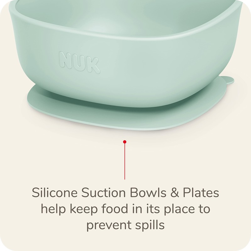 NUK Silicone Baby Tableware Bundle, Includes 1 Plate, 1 Bowl,