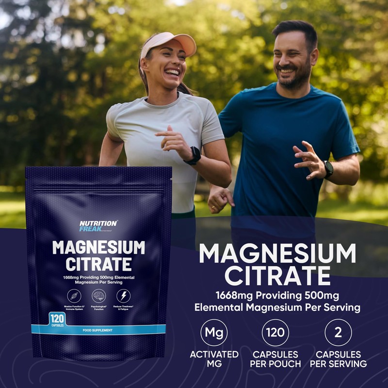 Nutrition Freak Magnesium Citrate - 500 mg Elemental Magnesium |