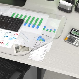 Oterri - Tapete transparente para computadora, 60 x 35 cm, resistente al calor, impermeable, PVC, borde redondo, duradero, protector de computadora, antiestático, protector de mesa
