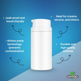 MYOC White Airless Bottle Set with White Pump| 4 Bottles | 15ml | Leak-Proof & Precise Dispensing | Ideal for DIY Beauty & Skincare