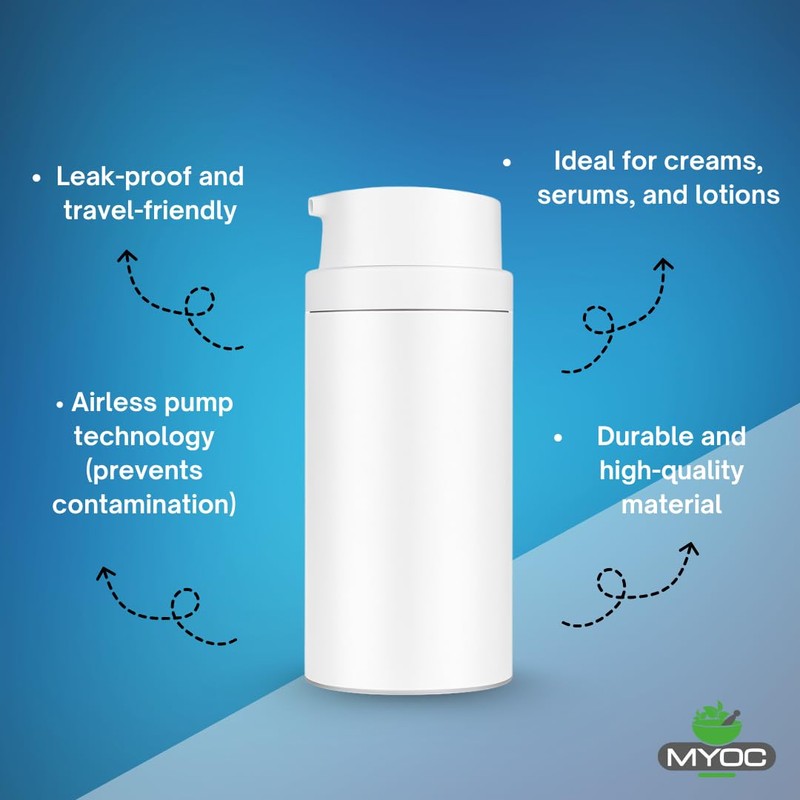 MYOC White Airless Bottle Set with White Pump| 4 Bottles