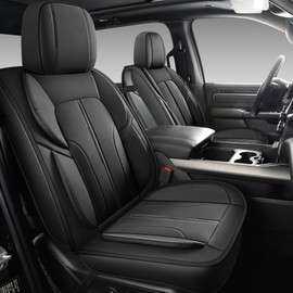 LINGVIDO Pickup Full Set Car Seat Covers, for Ford F150 2009-2025 Faux Leather Waterproof Seat Covers fits Ford F-150 Crew Cab(Full Set,Black)