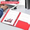 SUIN 2-Pocket-Folders with 3 Prongs, Red Plastic Files with Pockets