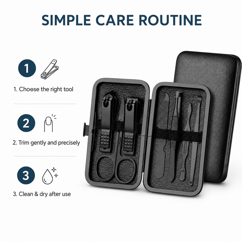 7-Piece Stainless Steel Nail Care Kit for Manicure & Pedicure