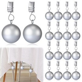 Cinnvoice 16 Pack Heavy Duty Curtain Weights Heavy Tablecloth Weights Ball with Metal Clip for Outdoor Tables Shower Curtain Flag (Sliver)
