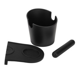 Coffee Knock Box Silicone Coffee Ground Dump Bin Container with Knock Bar Coffee Tamper Mat for Home Cafe Bar