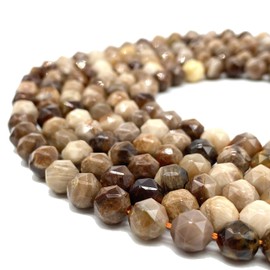 ABCGEMS American Silicified Wood Opalite Beads (Natural Formation of Opal within the Petrified Wood - Literally Wood Turned into Stone From Ancient Trees) Diamond-Cut Double-Hearted Satellite 6mm Tiny