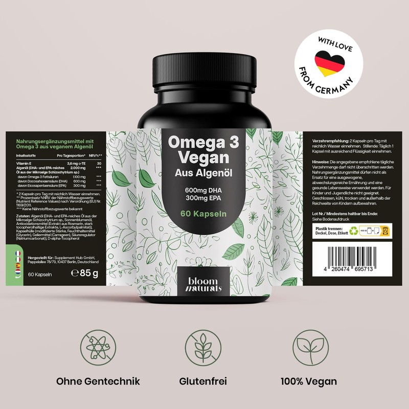 Omega 3 Capsules High Dose Vegan - 60 Capsules -