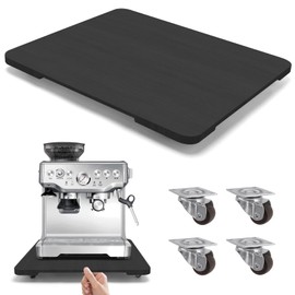 360° Rolling Tray for Coffee Maker, Sliding Tray Countertop Appliance Slider with Rubber Wheels for Heavy Kitchen Appliances, Easily from Under Cabinet (13" W x 16" D, Black)