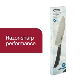 Zyliss Comfort Pro Santoku Knife - Ice Hardened Stainless Steel Kitchen Knife - Tarnish-Free and Rust-Resistant Kitchen Cutlery with Antibacterial Handle - Black/Stainless Steel - 7 inches