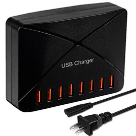 Multi USB Charger Station，RISWOJOR 40W 8 Port USB Multiport Charger Hub with Auto Detect Technology，Multiple USB Charging Station for Multiple Devices