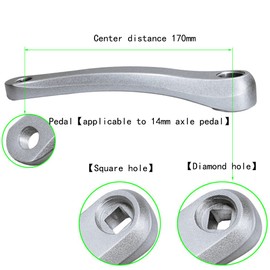 Cdofo Bicycle Crank Arm Aluminum Alloy Left Hand Crank Arm Single Speed Crankset for Bicycle Mountain Road Bike 170mm (Horizontal Square Hole-Black)