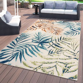 Rugshop Bahama Palm Frond Floral Non-Shedding Easy Cleaning Patio Deck Backyard Indoor/Outdoor Area Rug 5' x 7' Multi