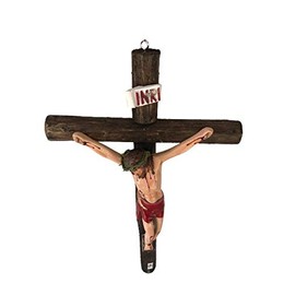 20" Crucifijo Tronco De Madera , Round Wood Wall Crucifix #18634 Hecho En Mexico