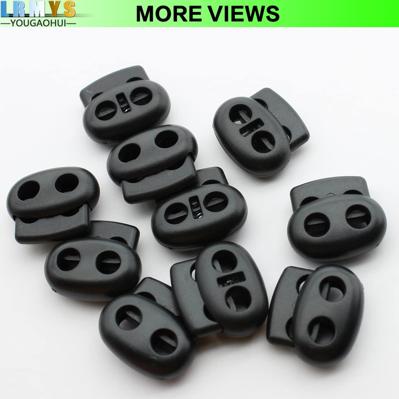 LRMYS Dual-Holes Spring Cord Locks Set, Double 5mm Holes Loaded