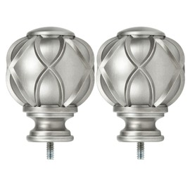 KAMANINA Netted Texture Replacement Finials for 1 or 7/8 Inch Curtain rods, M6 Screw Rod Finials, Antique Silver 2pcs