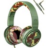 rockpapa Camo Wired Headphones with Microphone, Lightweight Foldable Stereo Bass