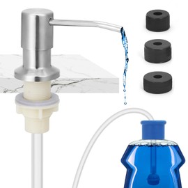 Built in Sink Soap Dispenser, Soap Dispenser for Kitchen Sink Stainless Soap Dispenser for Kitchen Sink with 47 Inches Extension Tube Kit, No Need to Frequent Refills for Kitchen Bathroom