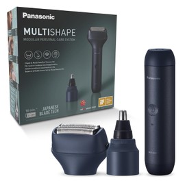 Panasonic XSHAPE JUNIOR MULTISHAPE Modulares Körperpflegesystem, Hauptgerät für MULTISHAPE-System, Nasen-/Ear Care-/Augenbrauentrimmer, 3-Klingen-Scherkopf mit Li-Ionen-Akku, Schwarz  
