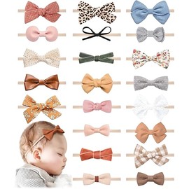 21 PCS Baby Headbands and Bows Hairbands Soft Nylon Elastics Handmade Girls Hair Accessories for Newborn Babies Infant Toddlers Kids