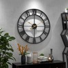 WGWART 24" Large Black Roman Numeral Wall Clock, Silent Battery