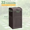 Greesum 33 Gallon Outdoor Trash Can with Lid, Waterproof Resin