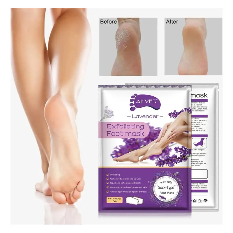 Mascarilla Exfoliante Pies Lavanda 1 Par + Aliver Renovación