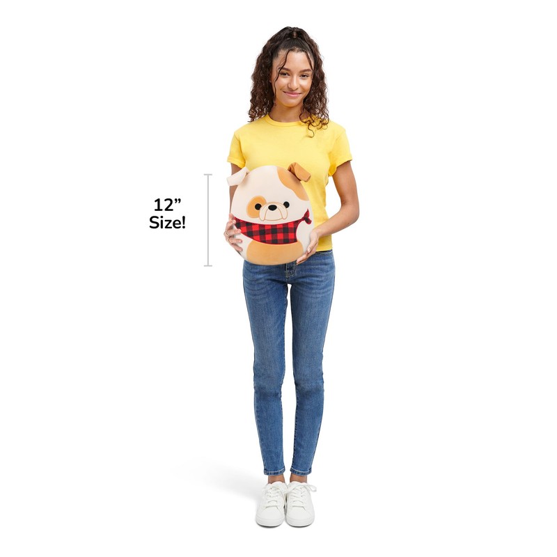 Squishmallows Original 12-Inch Brock the White and Tan Bulldog