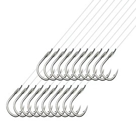 AMHDV Tiny Fishing Hooks with Line, Small Fishing Hook and Leader (Pack of 20) (Black, 18# (0.22-1.1lb))