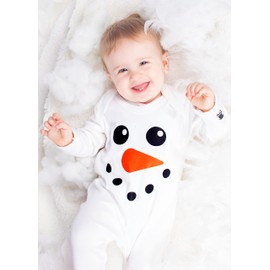 Baby Moo's Snowman Baby's First Christmas Outfit | Cute Snowman Babys Sleepsuit for Festive Boys & Girls UK (3-6 months)