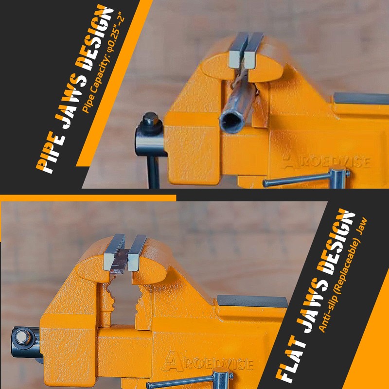AROEDVISE Bench Vise 4.5-Inch Heavy Duty Vise 210° Swivel Base,
