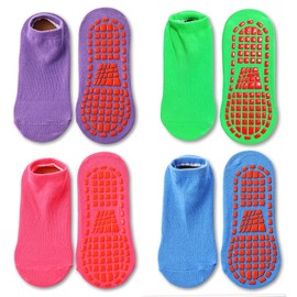 Non Slip Kids Trampoline Socks Anti Skid Slipper Socks with Grippers for Toddler Children Teenagers Grip Socks for Boys Girls, #5 4 Pairs Girls, 2-5T