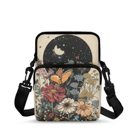 AZULCUSTO Butterfly Floral Small Messenger Bag for Women Cell Phone Bag Wallet Purses Shoulder Backpack Small Trendy Fanny Packs Messenger Bag Gift for Anniversary,Valentine's Day