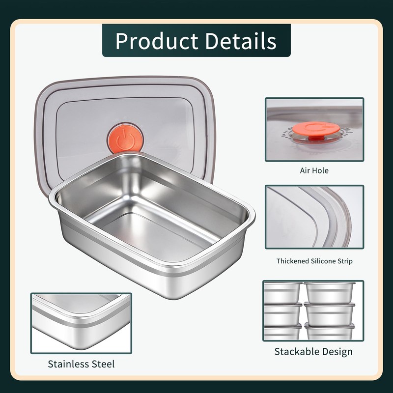 GIUOIDUO 10 Pack Stainless Steel Food Storage Containers with Leak-Proof