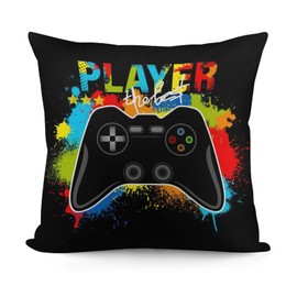 DDCBNS Game Square Throw Pillow Covers for Boys Room 18 x 18 Inch,Gamer Pillow Covers for Game Room Boys Bedroom Sofa Couch Gift for Son(No Filler)