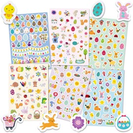 300 Pcs Easter Stickers for Kids, Easter Egg Bunny Stickers, Self-Adhesive Stickers for Easter Basket Stuffers Party Favors Decorations Gift Supplies