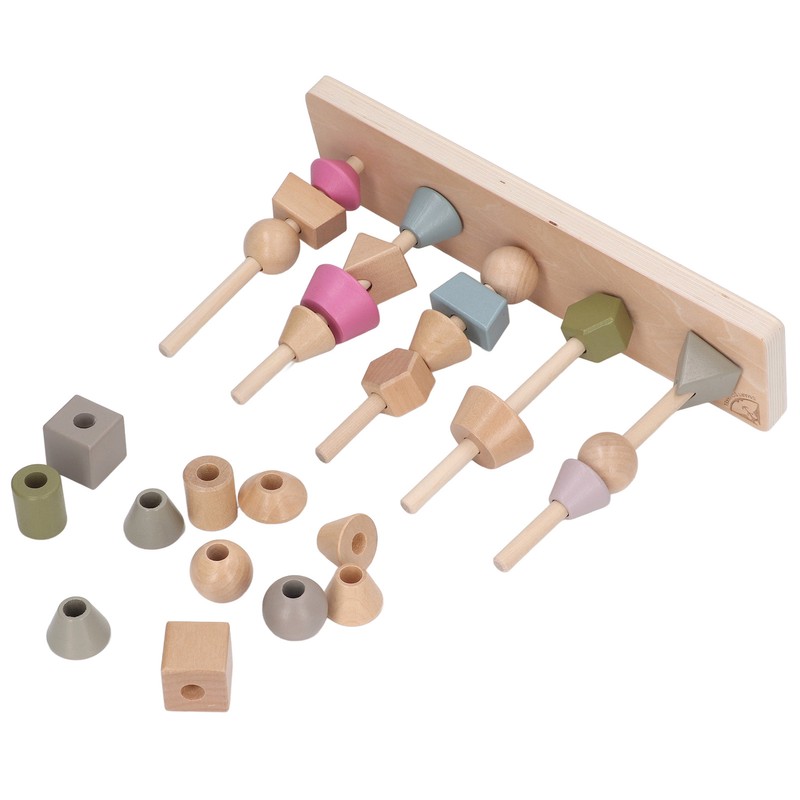 Stack Matching Set Educational Wood with 10 Cards Geometric Shape