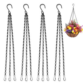 4pcs Heavy Duty Hanging Basket Chains with 3 Point Clips (40cm/16") - Replacement Rustproof Chains for Planters, Bird Feeders & Outdoor Decor - Secure Hanging Solution for Gardens & Patios