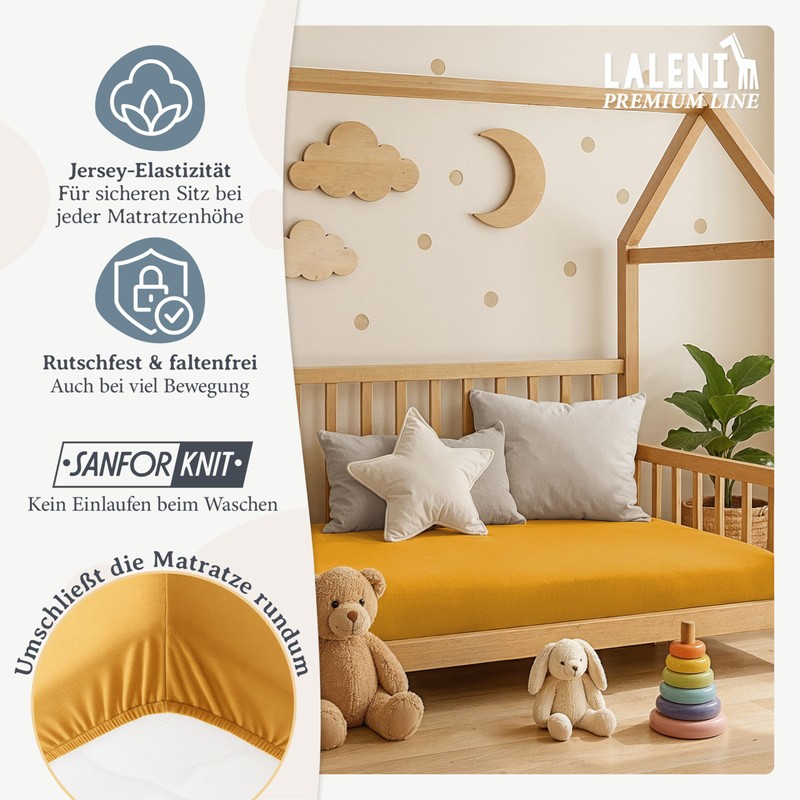 Laleni Premium fitted sheets for baby bed, breathable, 100% cotton
