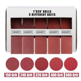 XCAN 5 Grits Emery Cloth Roll 150 240 320 400 600 Grit Sandpaper Assortment Abrasive