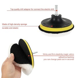 7 Pcs Wool Polishing Buffing Pads Buffer Foam Drill Wheel Pad Waxing Pads Car Polishing Pad Kit for Car Polisher, Car Polishing Bonnets Lambs Wool Buffer