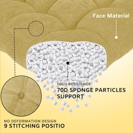 Millsilo 22 inch Floor Pillow, Large Floor Cushions, Square Floor Cushion Seating for Adults Kids, 4 Inch Thick Tufted Meditation Cushion for Yoga Living Room Tatami Floor, 22x22x4 Inch,Khaki